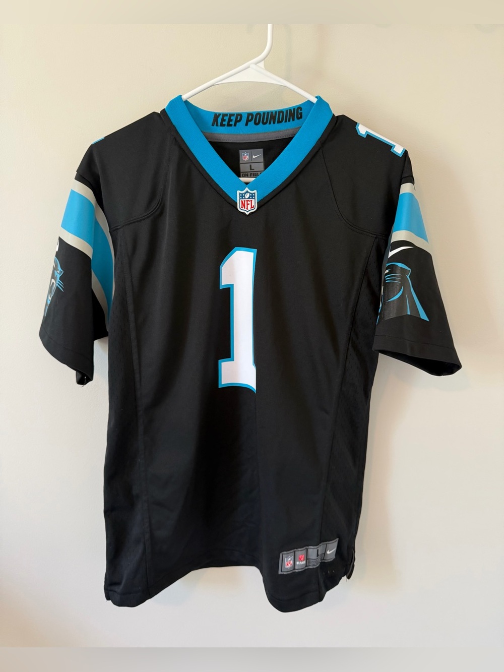 Carolina Panthers Cam Newton NFL Nike On Field Youth Large Jersey Black